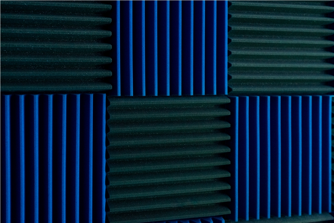 acoustic insulation panels in a music recording studio.