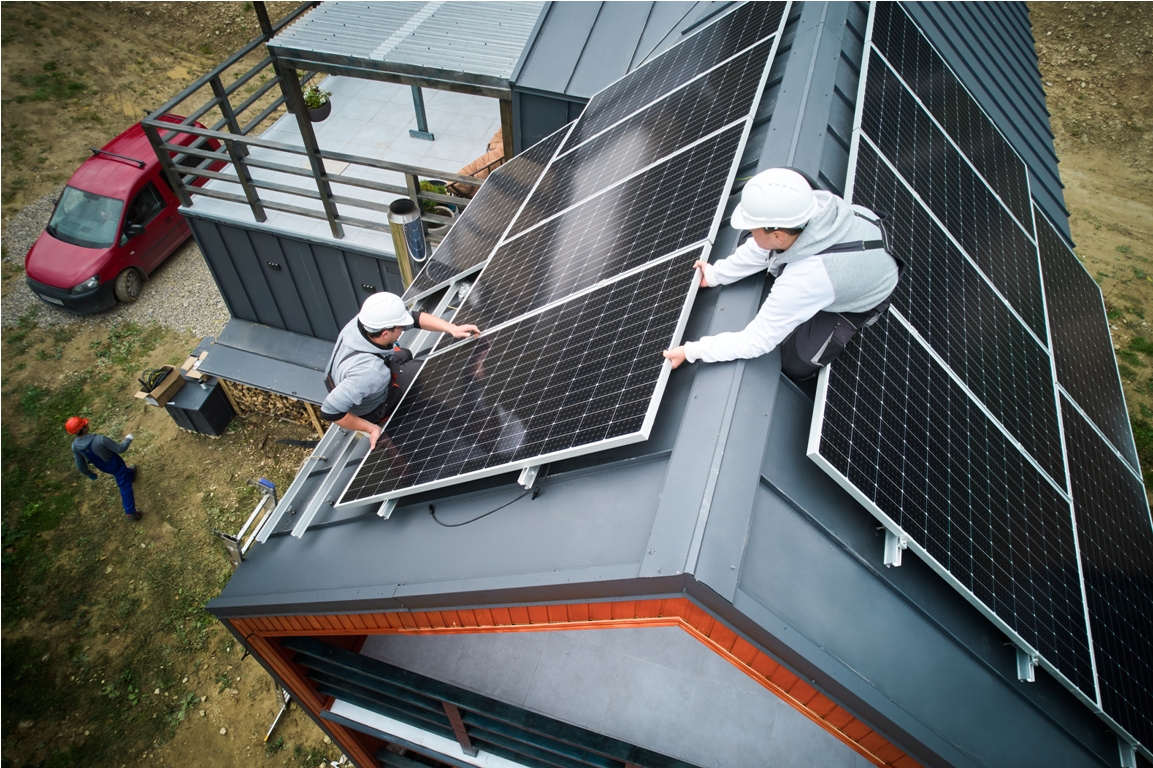 men workers installing solar panels on roof of hou 2023 08 22 00 24 32 utc