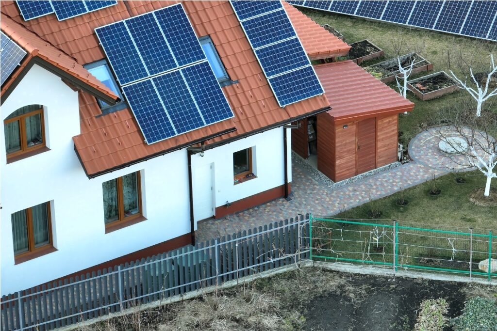 private home roof covered with solar photovoltaic 2023 08 26 09 23 12 utc