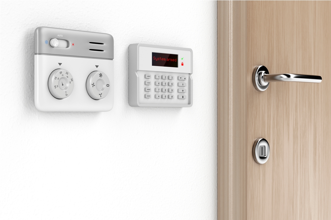 thermostat and alarm controls