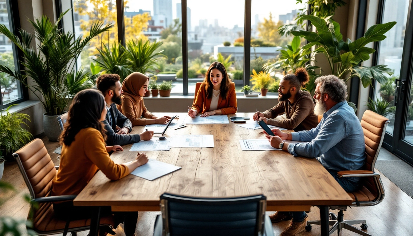 groupe divers autour table